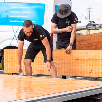 Pose de plancher pour une scène